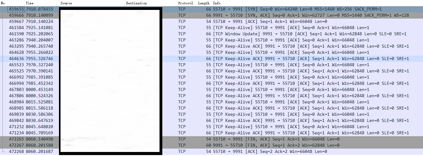 tcp keepalive探测抓包